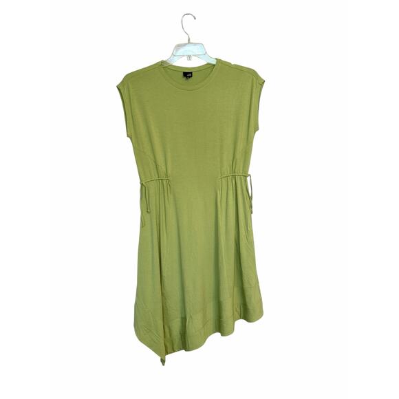 Lisa Bayne Dresses & Skirts - Lisa Bayne Dress Small Avocado Green Bamboo Cotton Asymmetrical Lagenlook Artsy